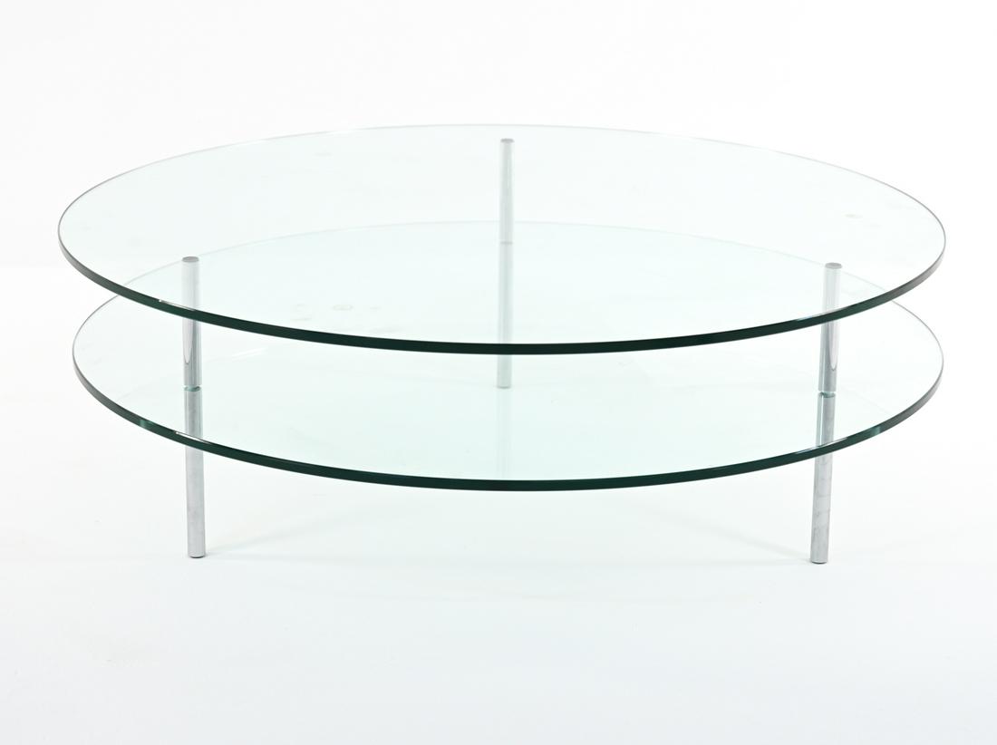 MINIMALIST CHROME & TEMPERED GLASS COFFEE TABLE (1 of 9)