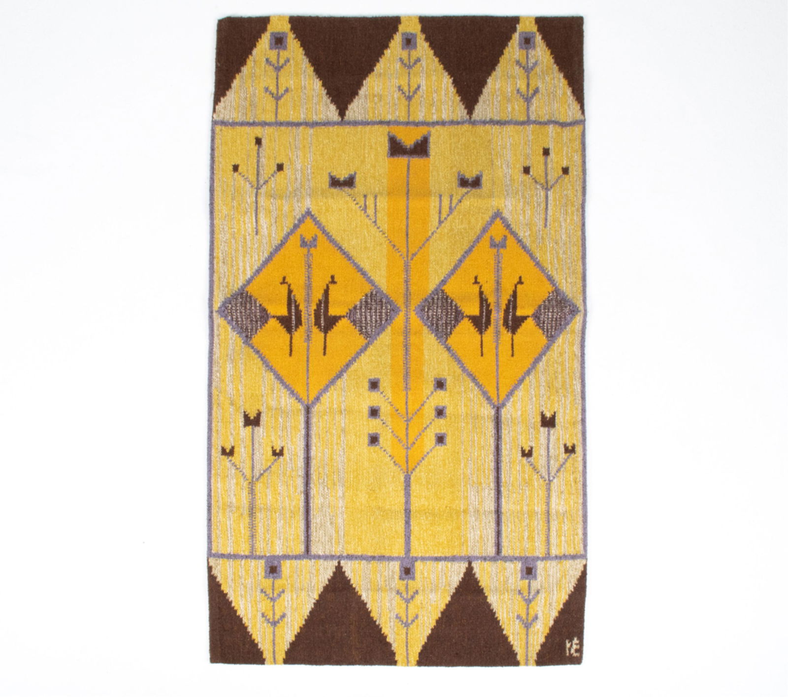 SCANDINAVIAN MID-CENTURY FLAT-WEAVE RUG, SIGNED (1 of 9)
