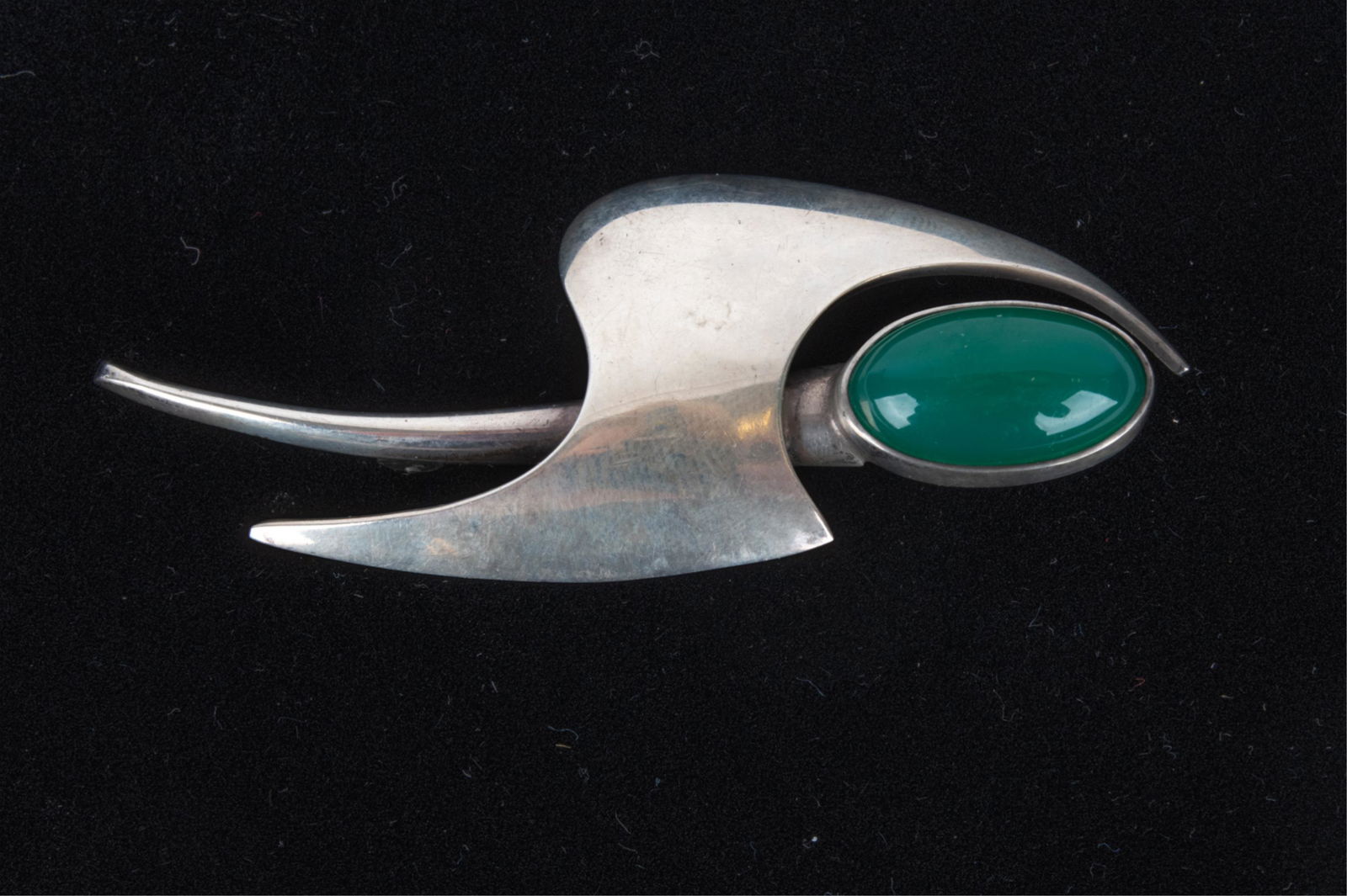 NIELS ERIK FROM DANISH SILVER & CHRYSOPRASE BROOCH (1 of 8)