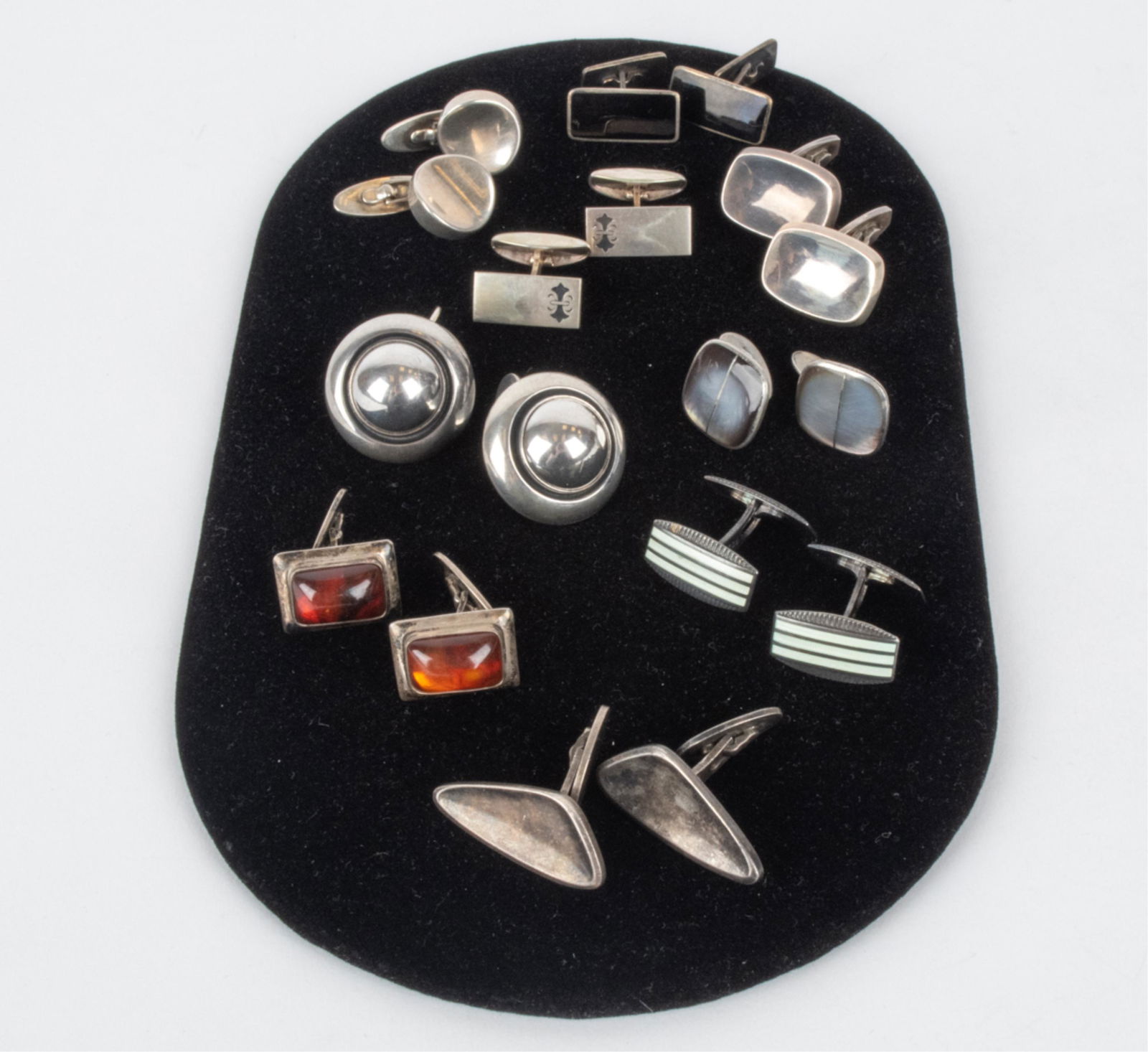 (9) PAIRS OF MODERNIST SILVER CUFFLINKS (1 of 12)