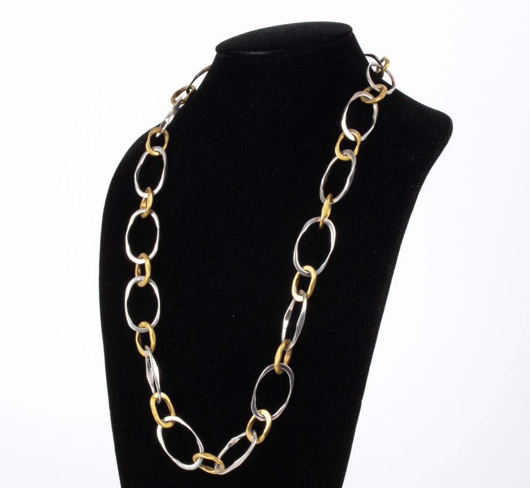 MEXICAN MODERNIST TWO-TONE STERLING CHAIN NECKLACE (1 of 10)