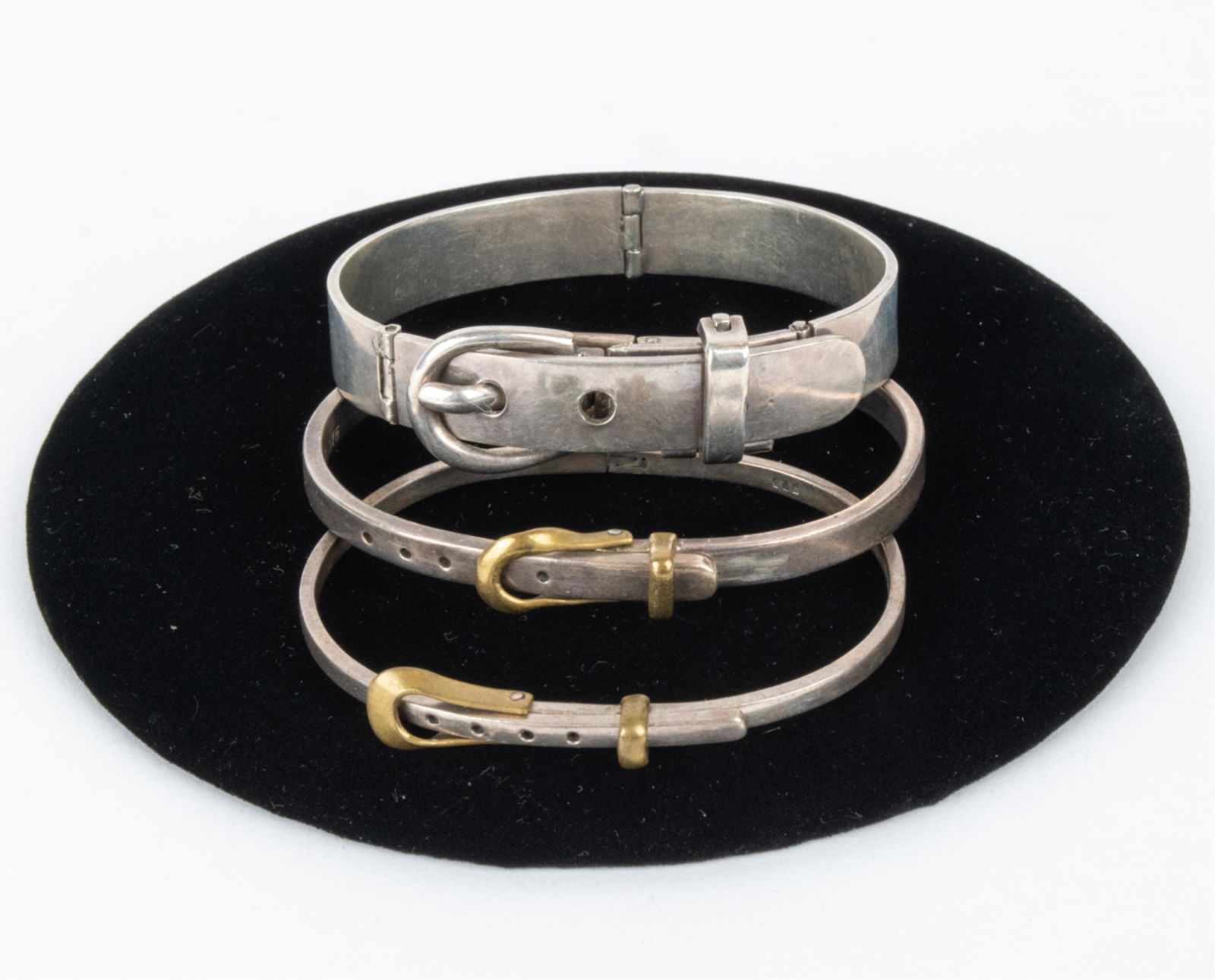 (3) MEXICAN MODERN STERLING BUCKLE-STYLE BANGLES (1 of 13)