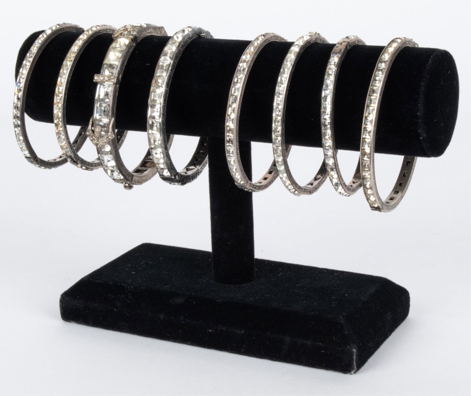 GROUPING OF STERLING & RHINESTONE BANGLES (1 of 10)