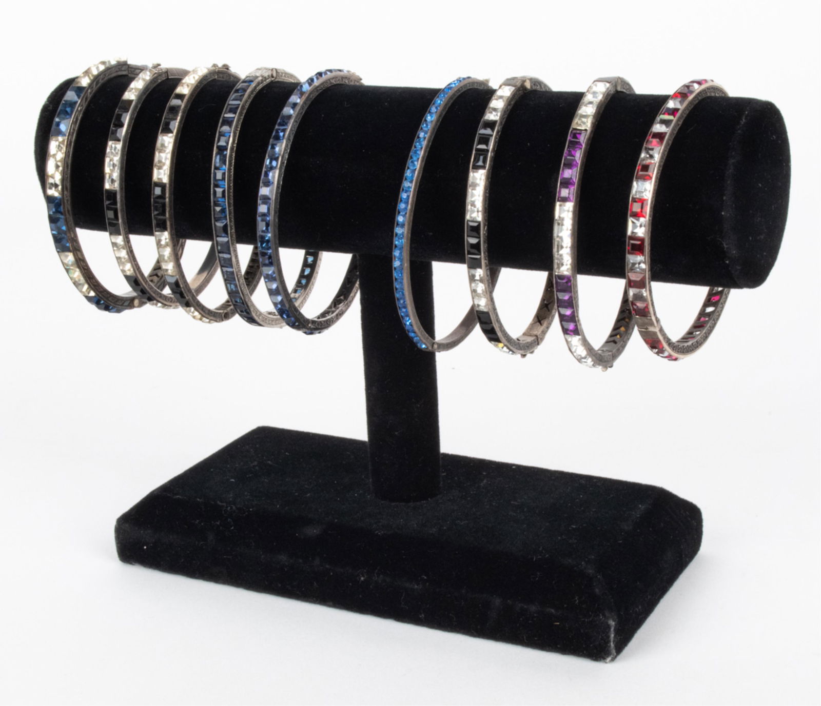GROUPING OF STERLING & RHINESTONE BANGLES (1 of 8)