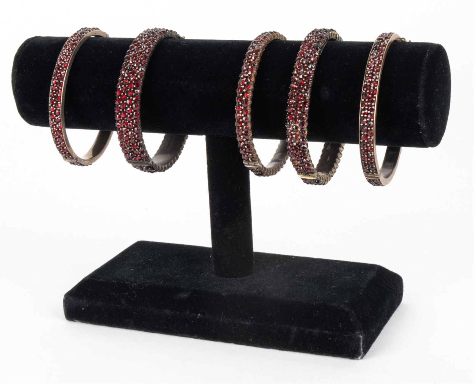 (5) BOHEMIAN GARNET-ENCRUSTED BANGLE BRACELETS (1 of 10)