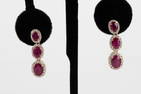 OSCAR FRIEDMAN BURMESE RUBY DIAMOND & 14K EARRINGS