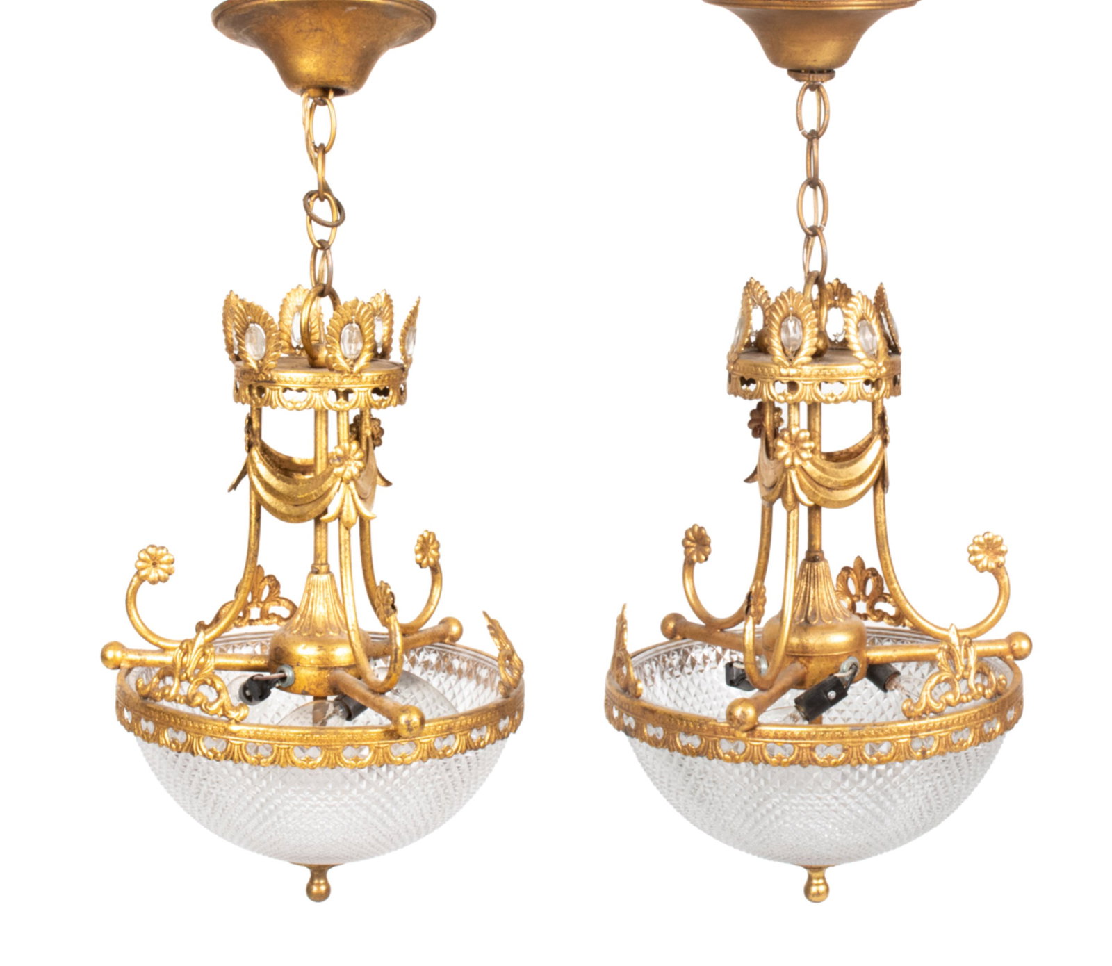 (2) GILT METAL & CRYSTAL INVERTED DOME CHANDELIERS (1 of 20)