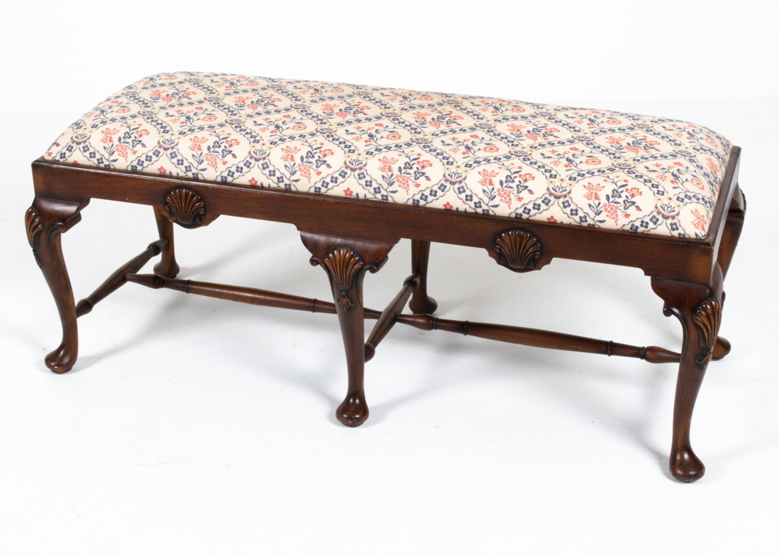 QUEEN ANNE-STYLE UPHOLSTERED BENCH (1 of 16)