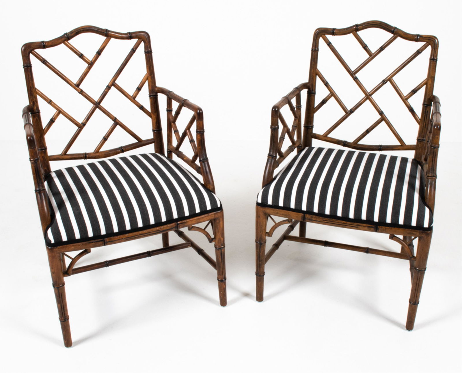PAIR OF CONTEMPORARY FAUX-BAMBOO ARMCHAIRS (1 of 20)