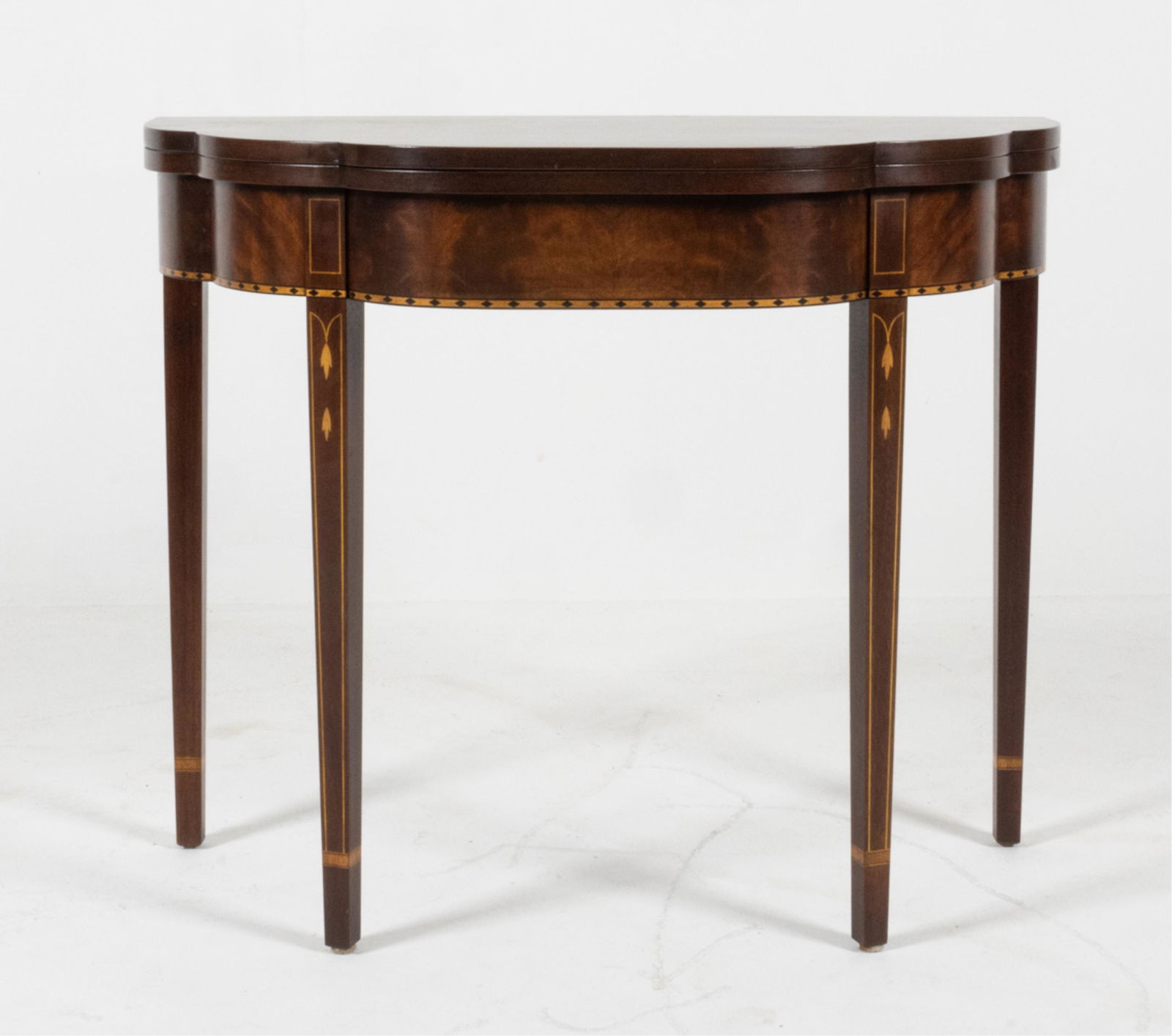 HENKEL-HARRIS INLAID MAHOGANY "MYERS" CARD TABLE (1 of 12)