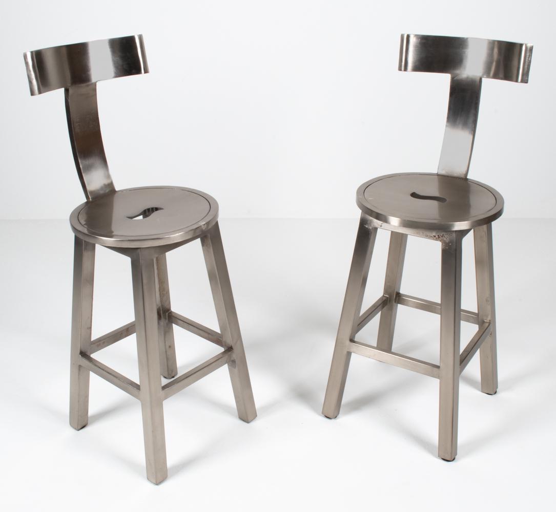 PAIR OF MODERN STEEL BARSTOOLS (1 of 14)