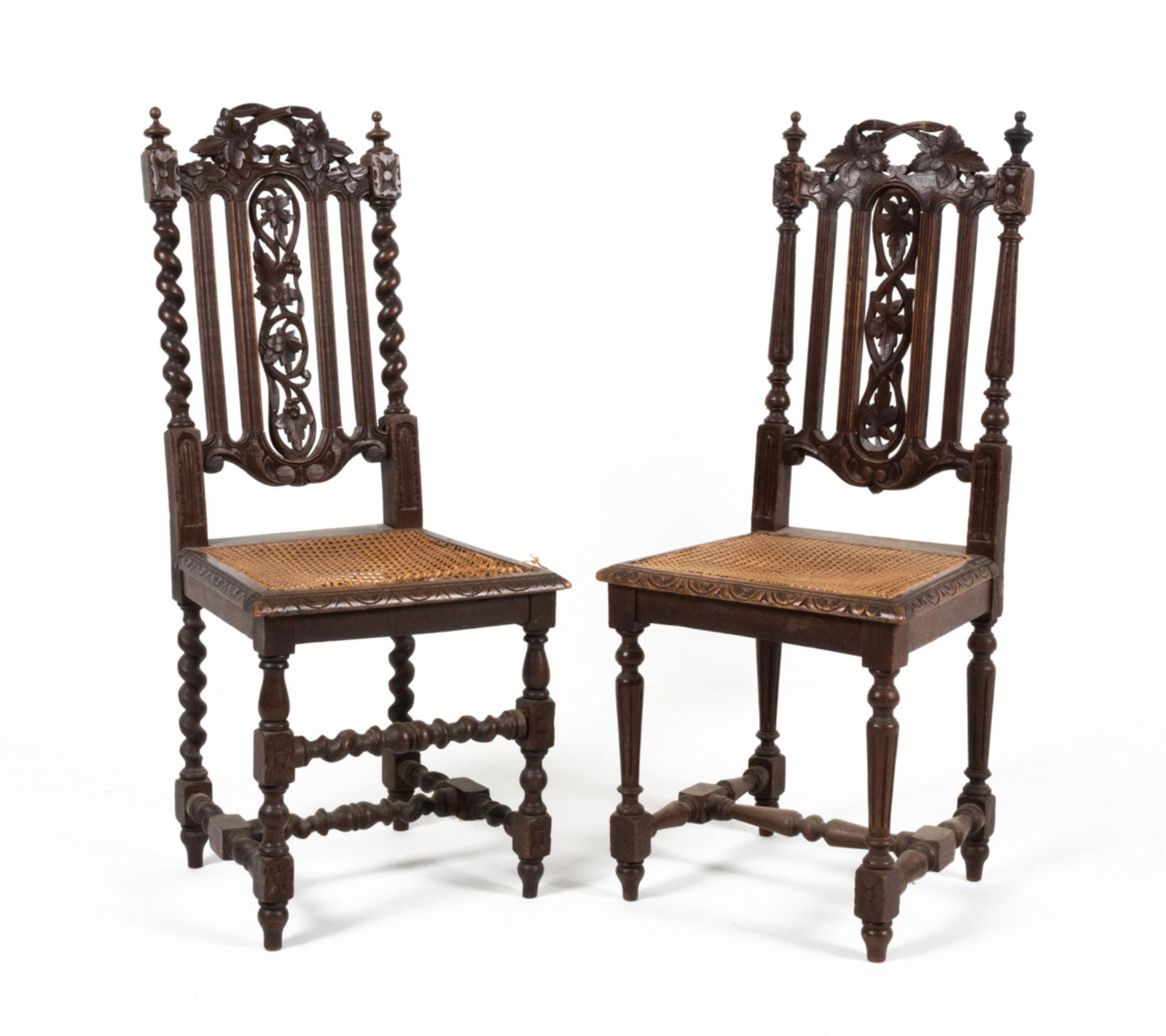 (2) JACOBEAN REVIVAL CARVED OAK DINING CHAIRS (1 of 15)