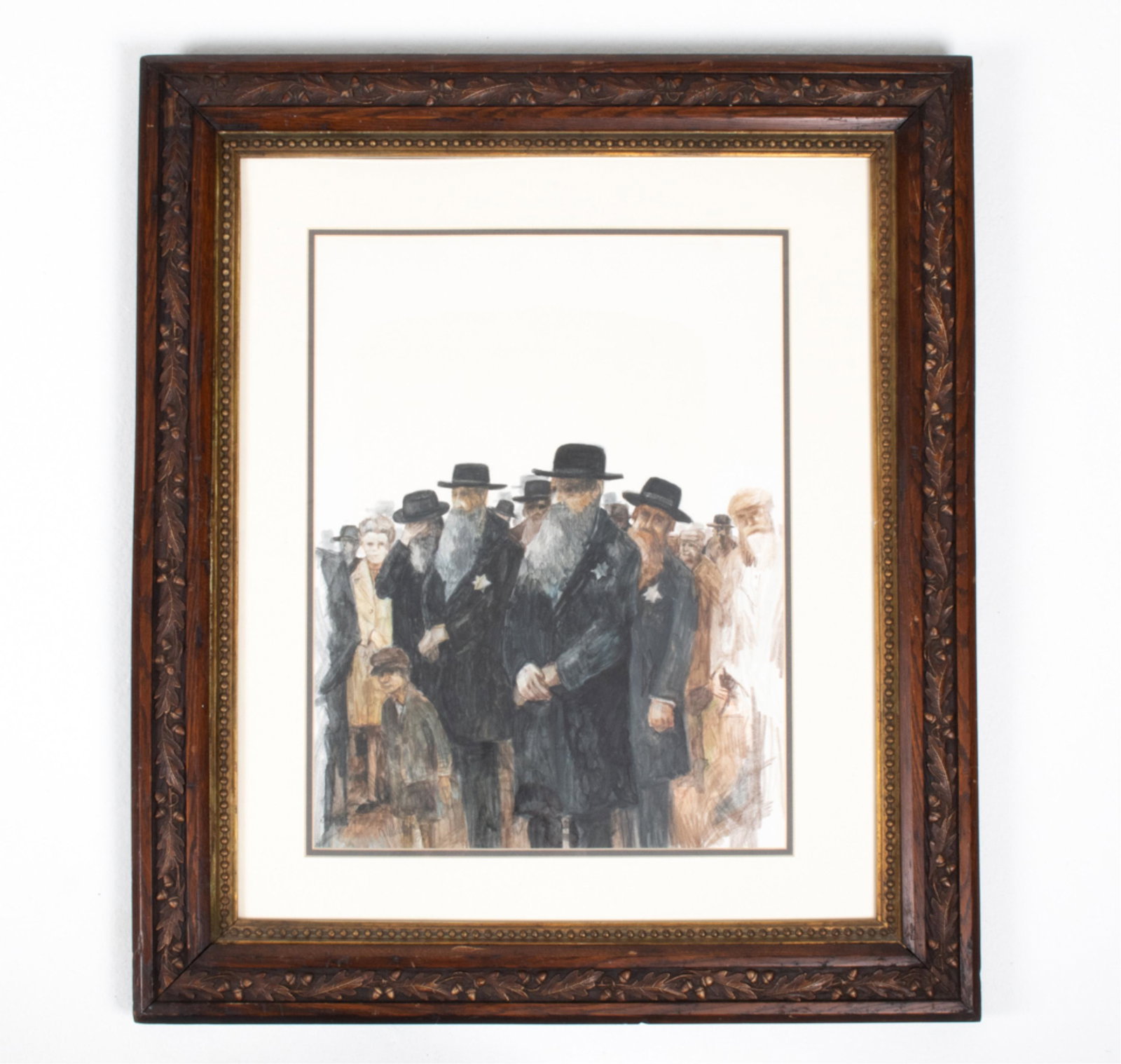 ORIGINAL JUDAICA MIXED MEDIA PAINTING, SIGNED (1 of 10)