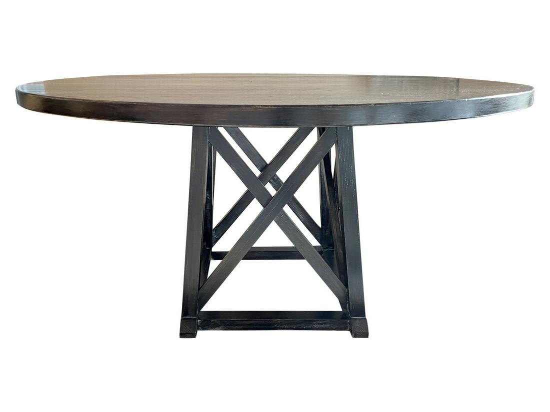TRESTLE ROUND ESPRESSO OAK DINING TABLE (1 of 19)