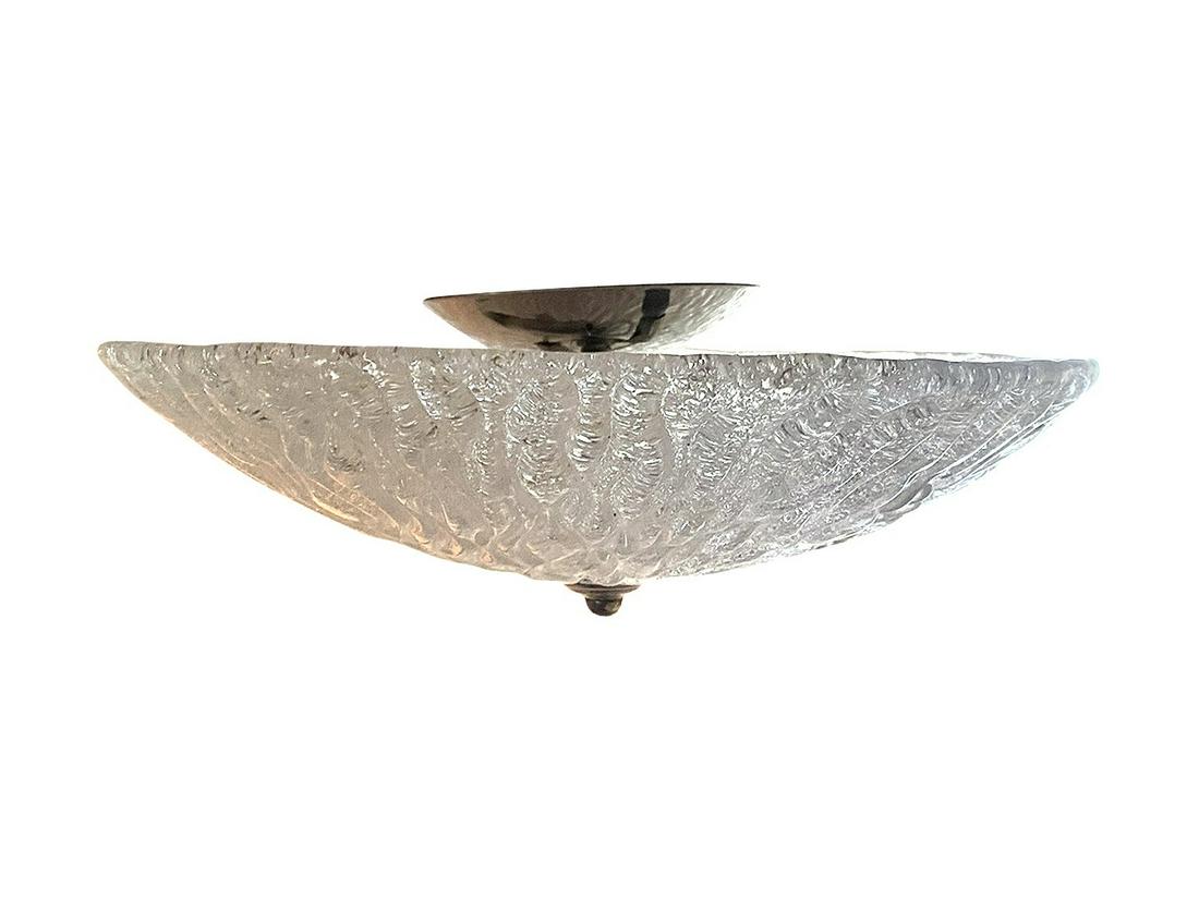 ITALIAN GLASS & BRASS FLUSH MOUNT LIGHT FIXTURE (1 of 7)