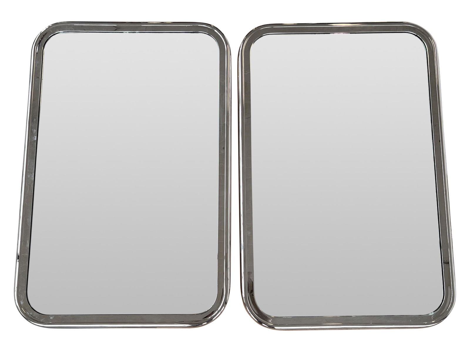 PAIR OF CHROME FRAMED RECTANGULAR MIRRORS (1 of 6)