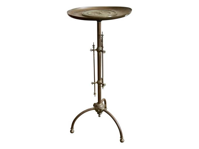 Vintage Brass Metal Side Table W/ Cherub
