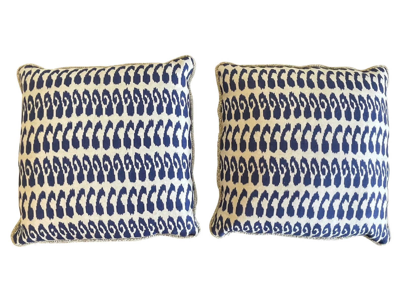 PAIR KIM SALMELA ROYAL BLUE & OATMEAL PILLOWS (1 of 11)