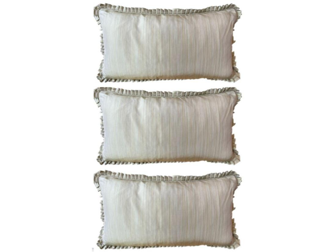 (3) CLASSIC PALE GREEN SILK PILLOWS W/ FRINGE (1 of 10)