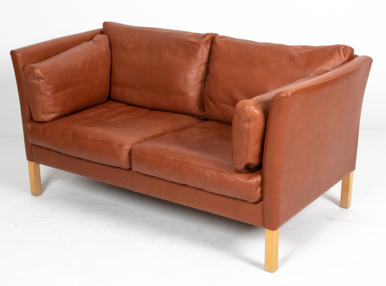 DANISH MOGENS HANSEN STYLE BEECH & LEATHER SOFA (1 of 13)