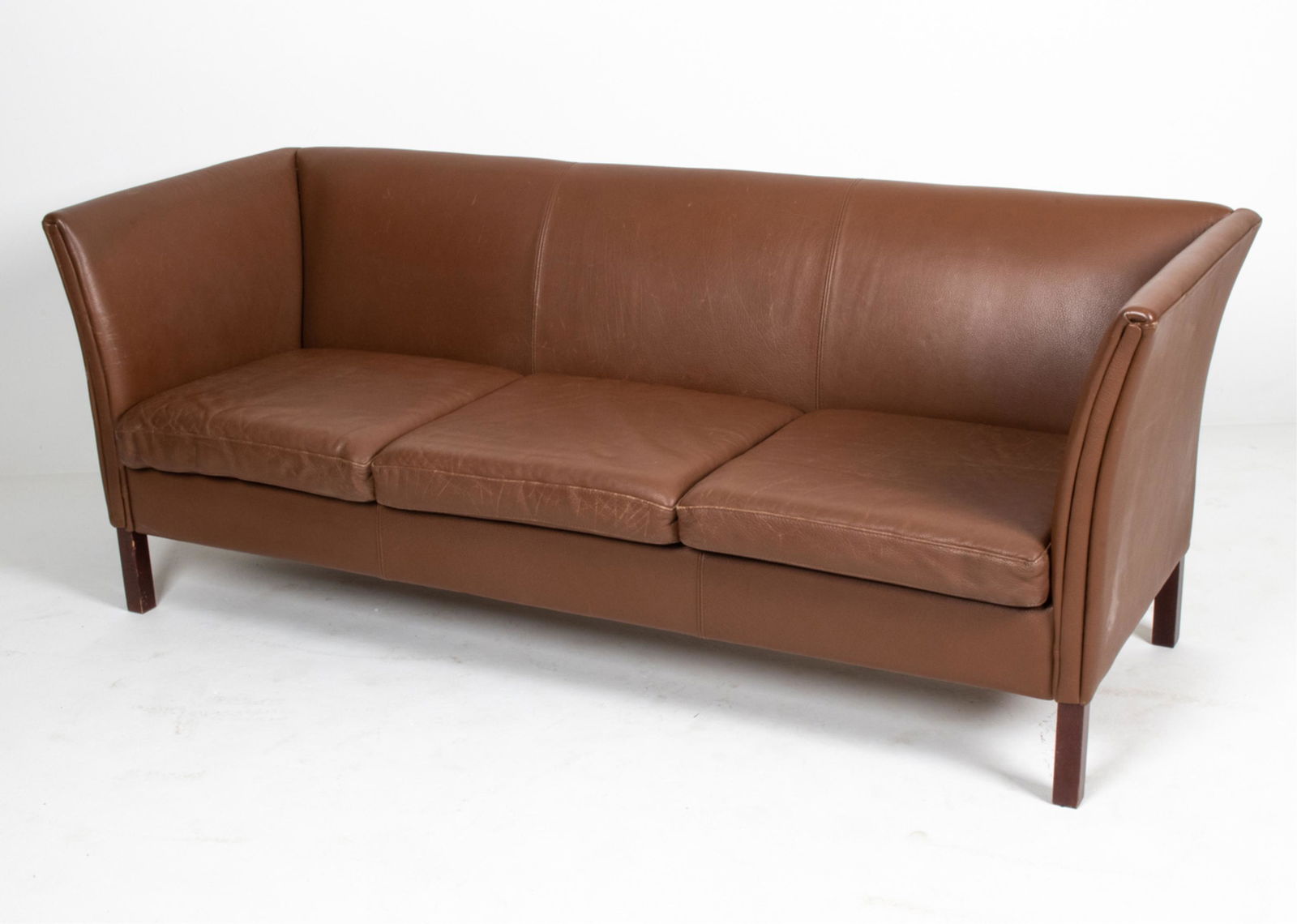 STOUBY BORGE MOGENSEN STYLE LEATHER & BEECH SOFA (1 of 11)