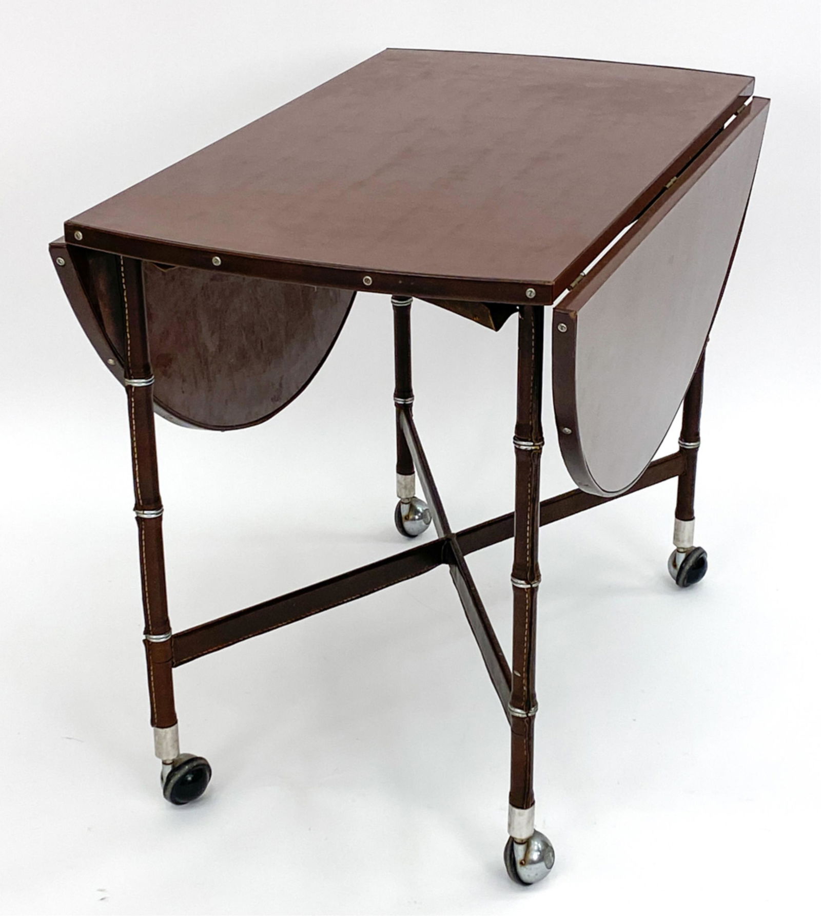 JACQUES ADNET-STYLE LEATHER BREAKFAST TABLE (1 of 20)