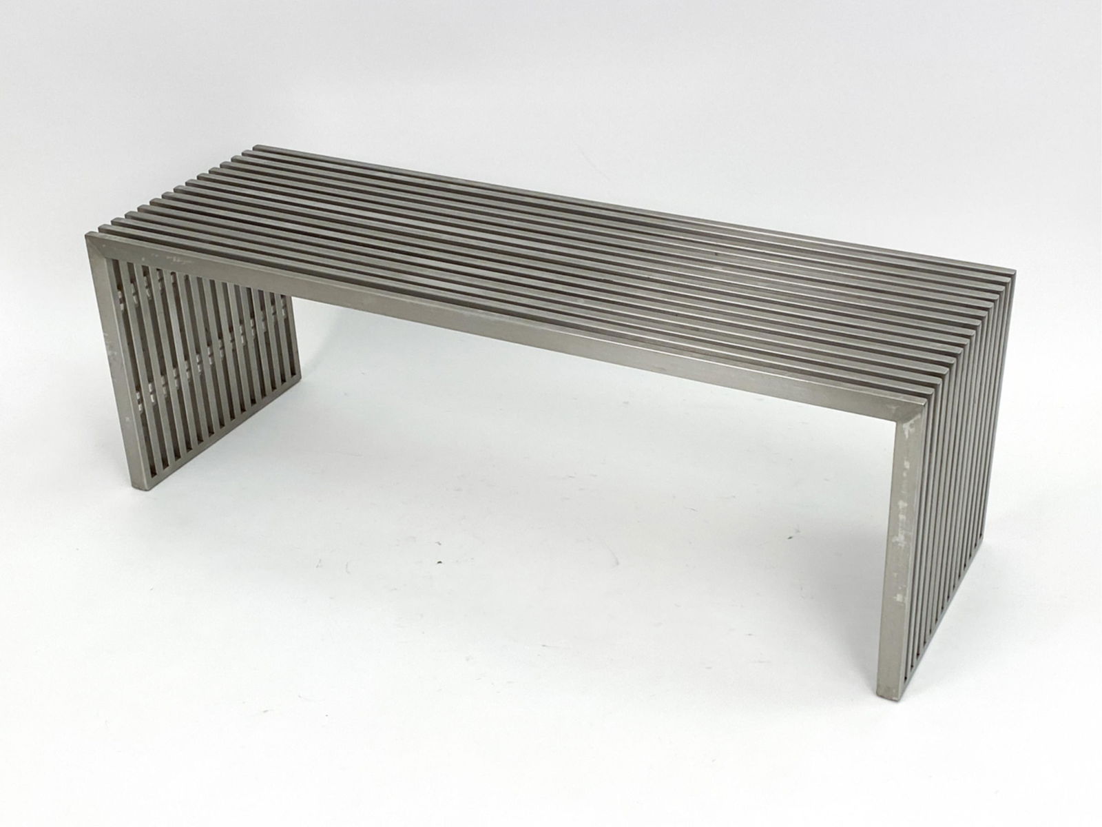 CHROME & LUCITE SLAT BENCH MANNER OF MILO BAUGHMAN (1 of 12)