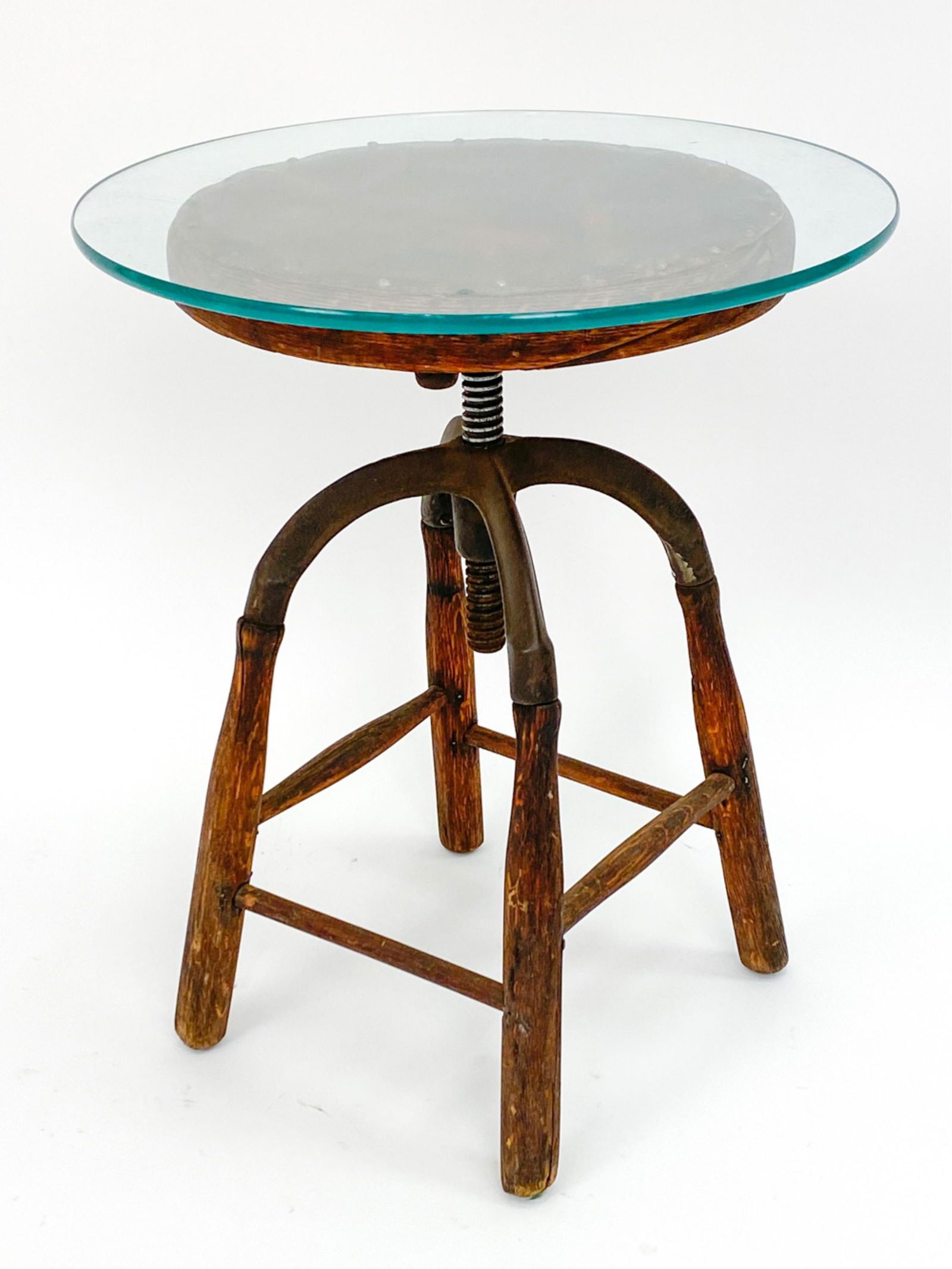 MACHINIST LEATHER & WOOD STOOL (1 of 12)