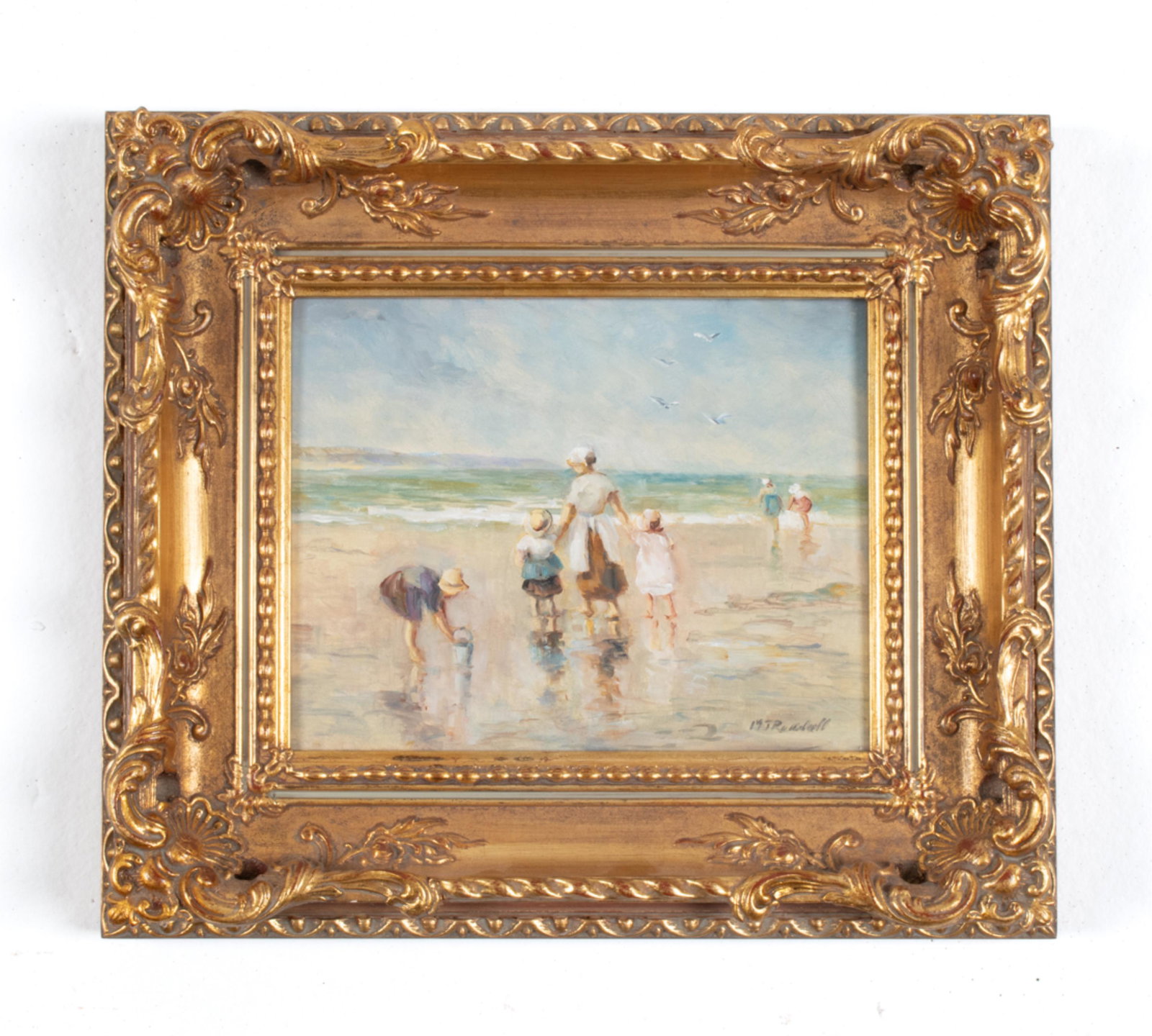 M.J. RENDELL, BRITISH (1896-1980) O/M; BEACH SCENE (1 of 9)