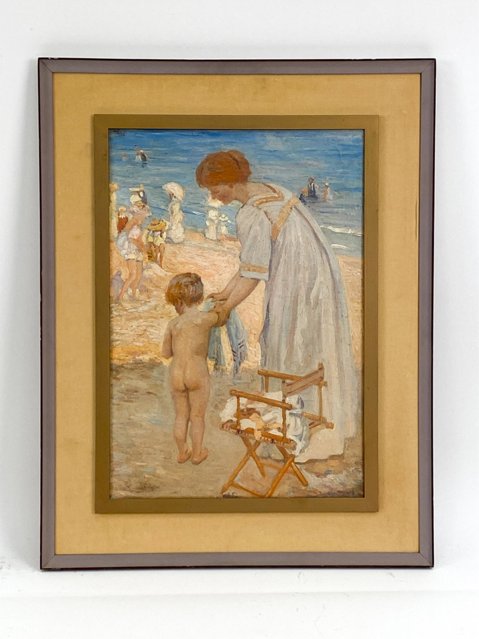 EARLY 20TH C. IMPRESSIONIST BEACH SCENE O/C (1 of 9)