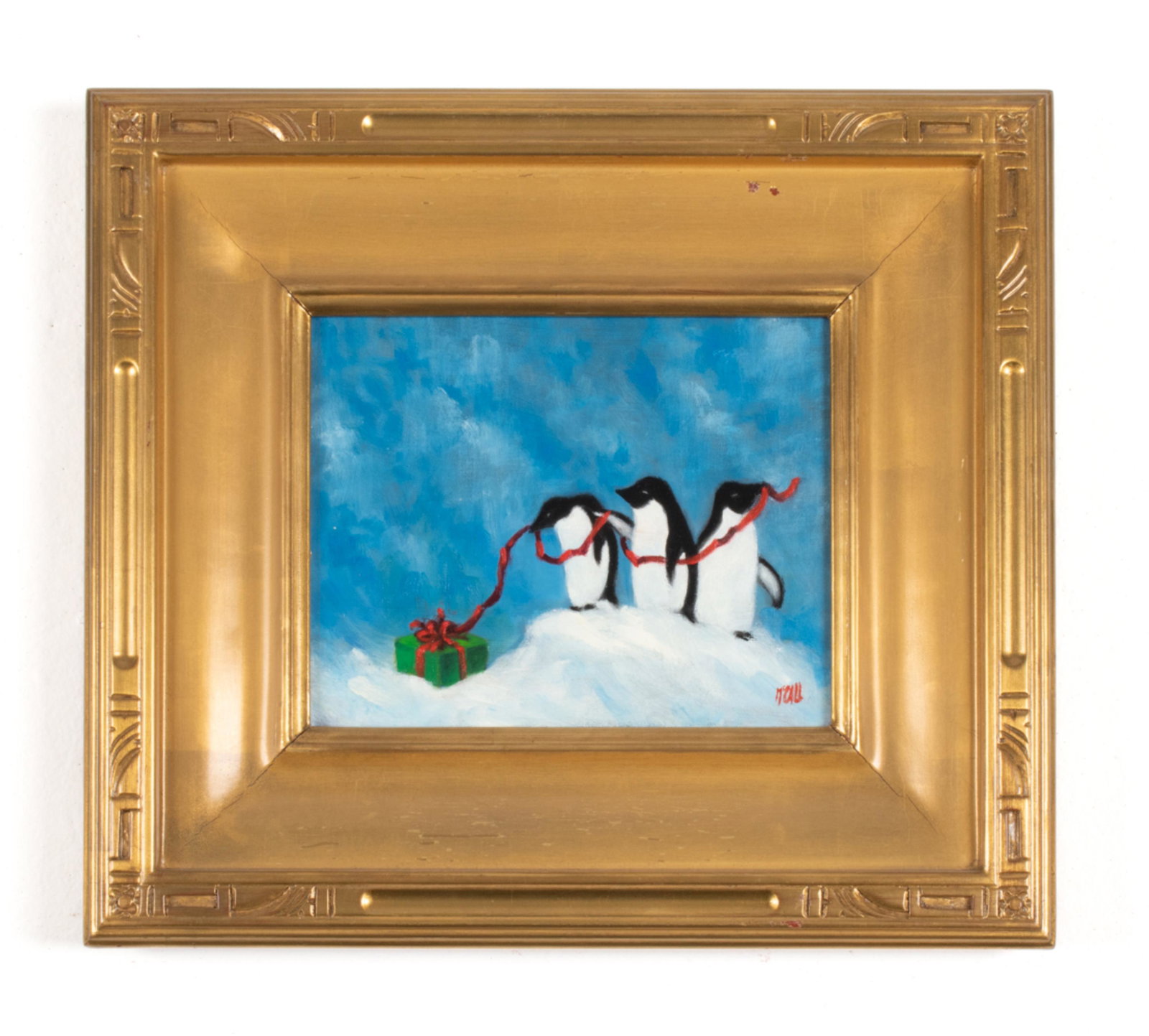 CHRISTOPHER MCCALL (20TH C.) O/C; PENGUINS (1 of 10)