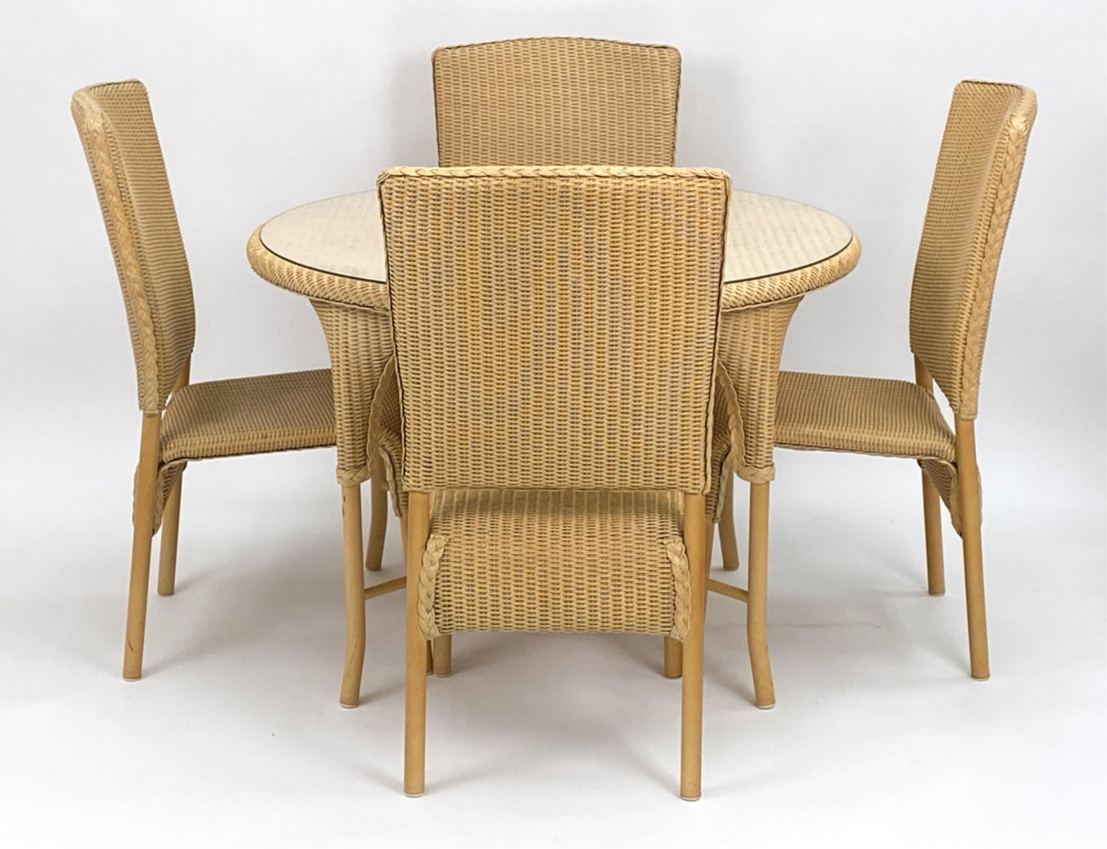 LLOYD LOOM WICKER PATIO TABLE WITH (4) CHAIRS (1 of 20)