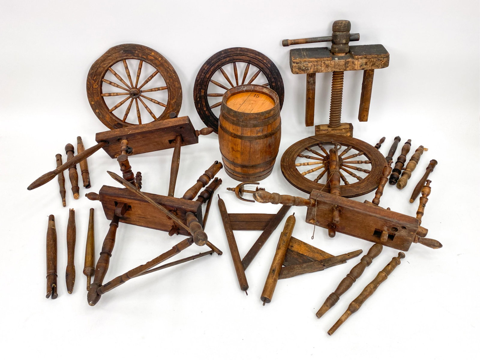 GROUPING OF COUNTRY WOOD OBJECTS (1 of 14)