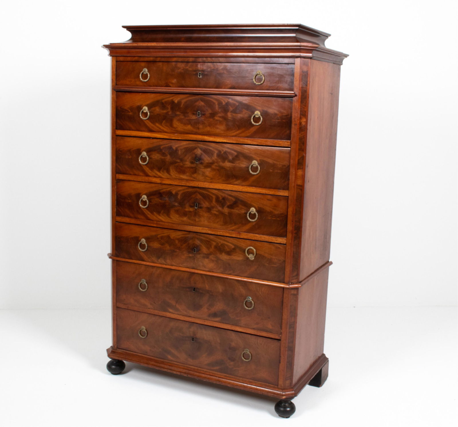19TH C. FLAME MAHOGANY CHEST-ON-CHEST (1 of 19)