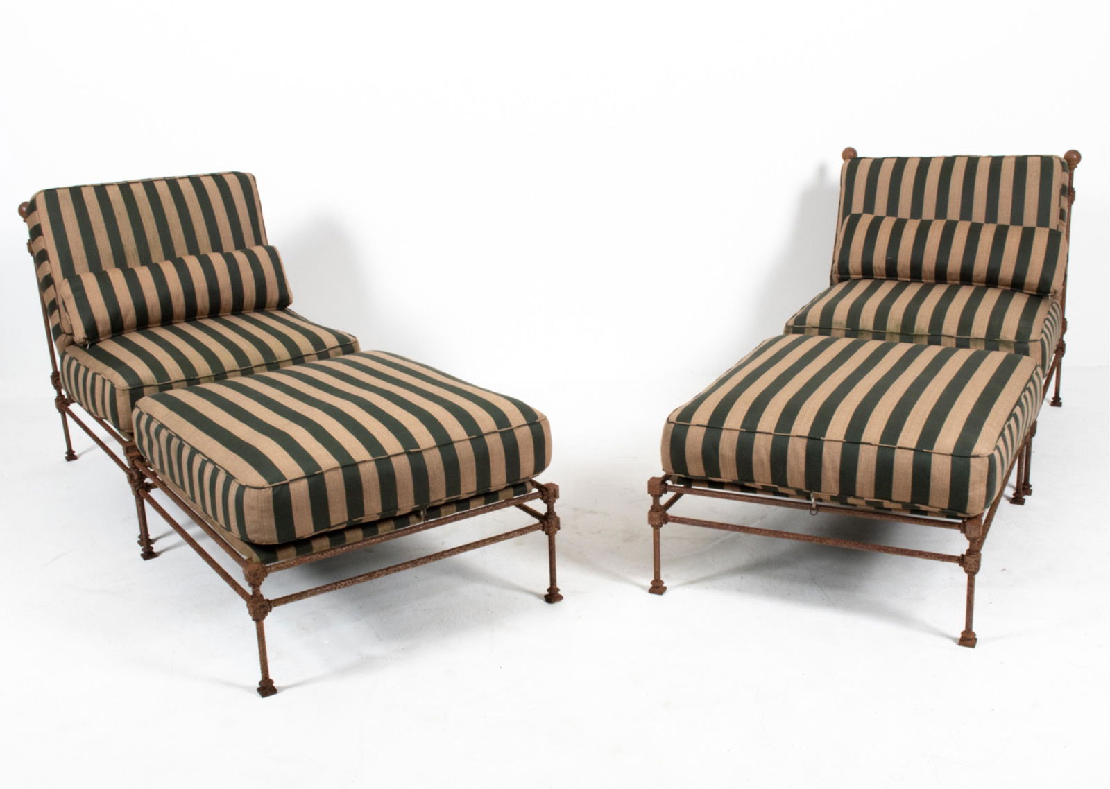 IRONIES PAIR OF OUTDOOR LOUNGE CHAIRS & OTTMANS (1 of 20)