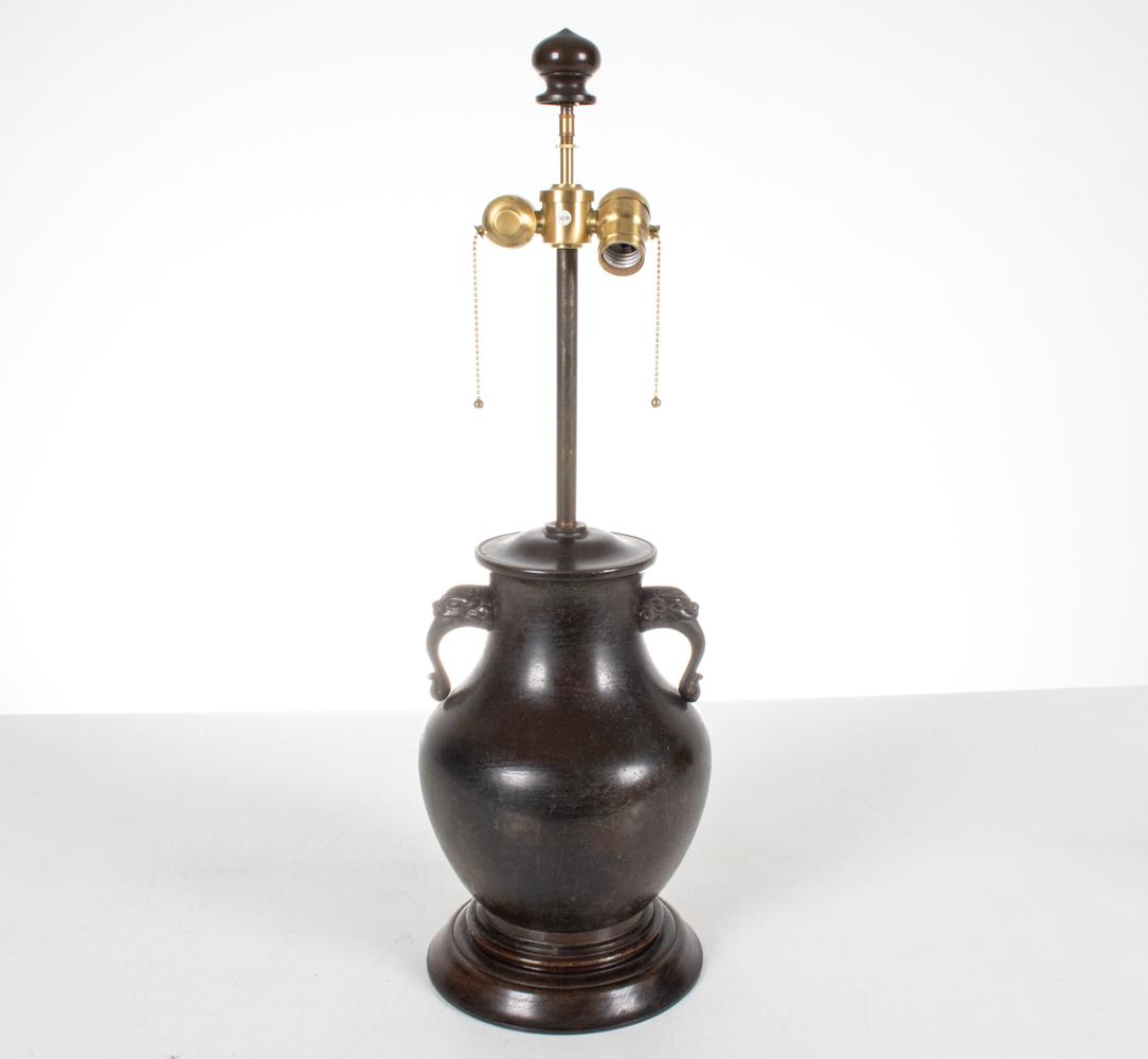 ASIAN PATINATED BRONZE URN-FORM LAMP (1 of 14)