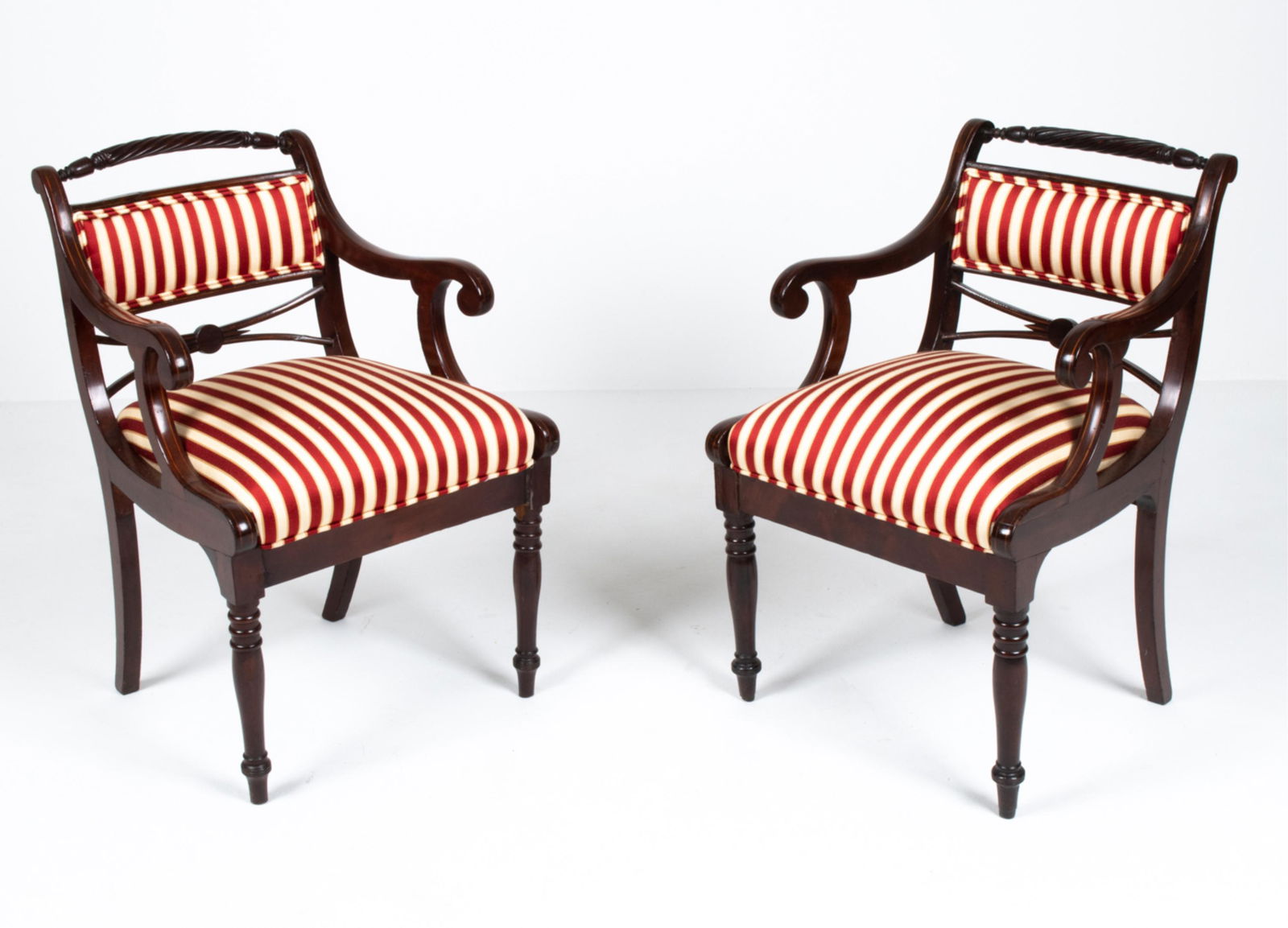 PAIR OF ENGLISH REGENCY MAHOGANY ARMCHAIRS (1 of 16)