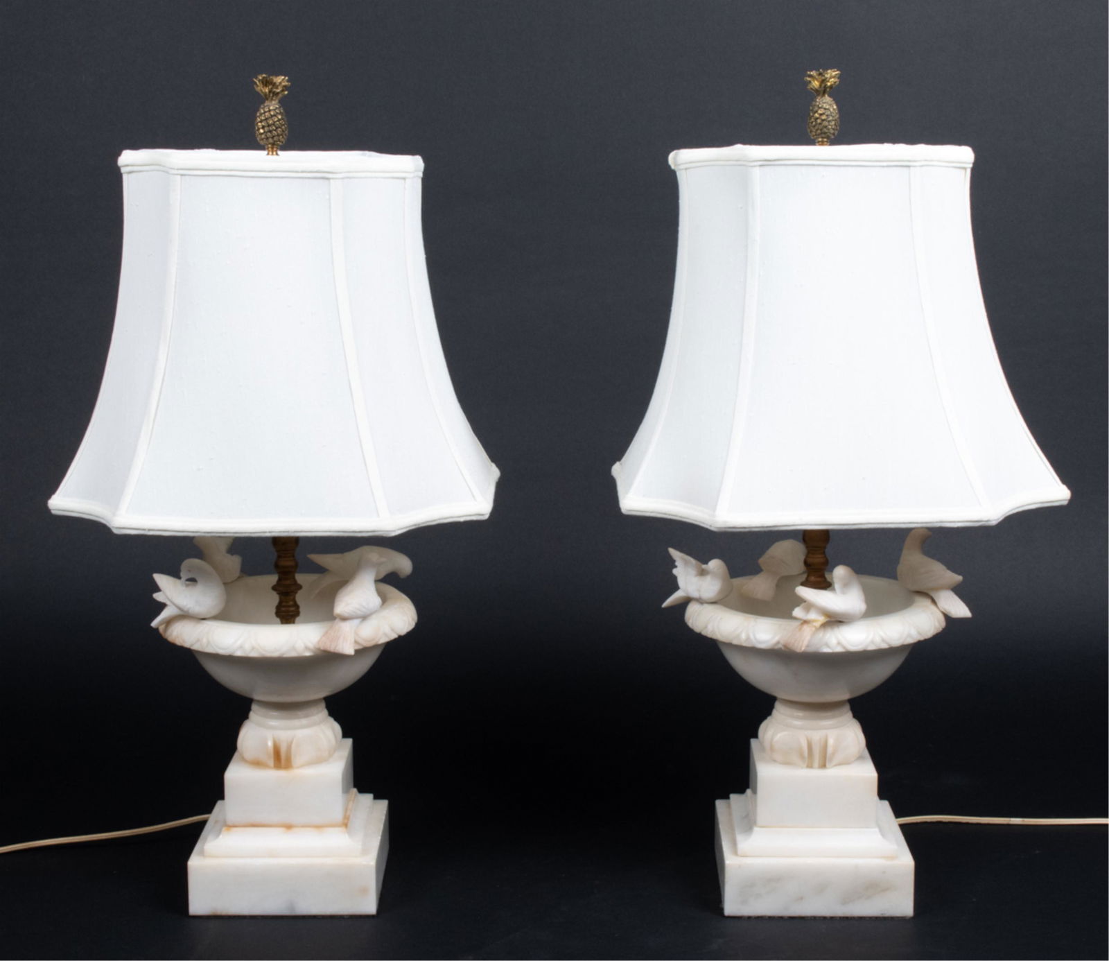 PAIR OF ALABASTER BIRDBATHS, MOUNTED AS LAMPS (1 of 20)