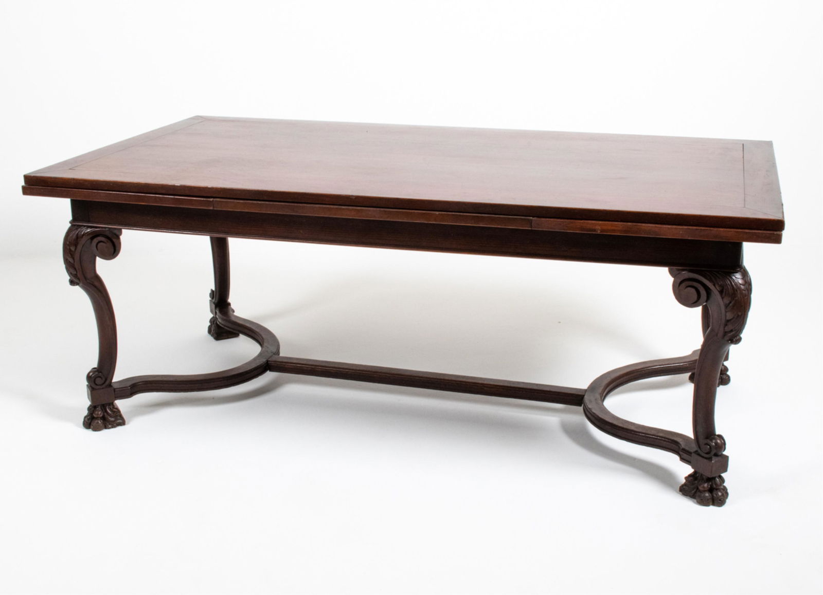 CARVED OAK PAW FOOT EXTENSION DINING TABLE (1 of 19)
