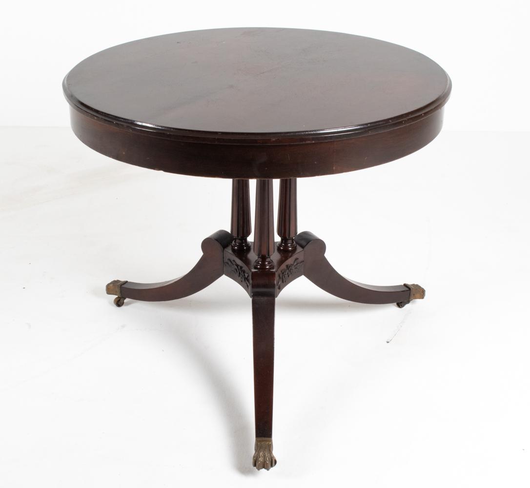 20TH C. MAHOGANY REGENCY STYLE CENTER DRUM TABLE (1 of 11)