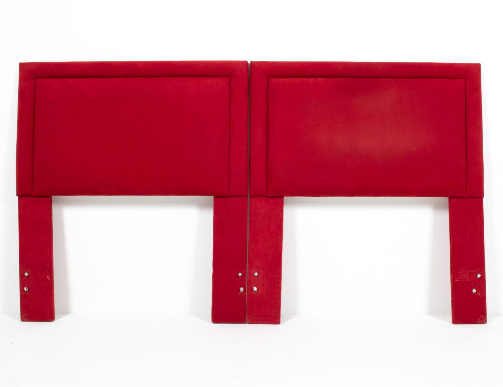 PAIR OF TWIN HEADBOARDS IN RED ULTRASUEDE (1 of 9)
