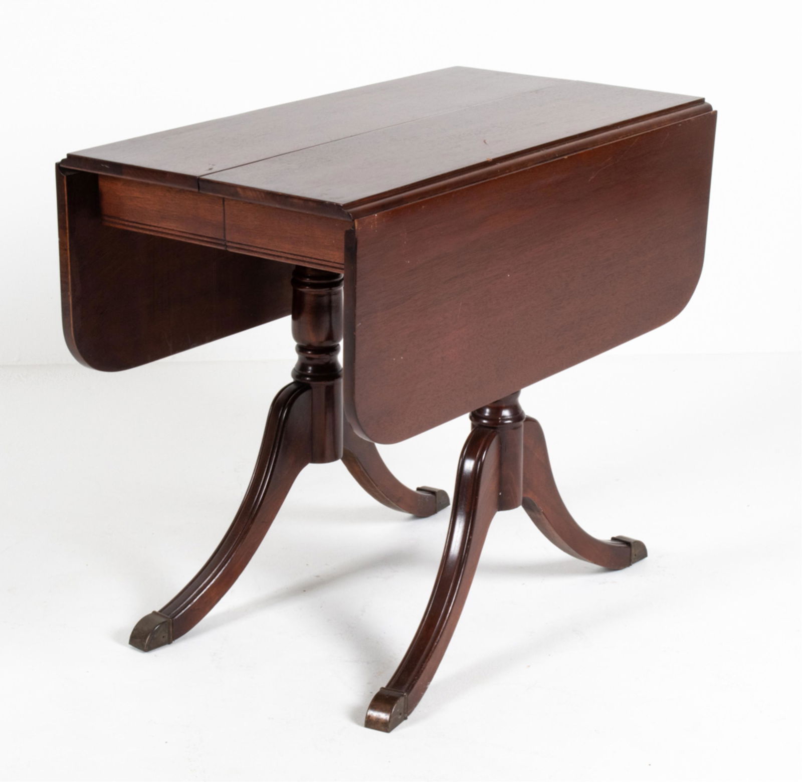 MAHOGANY DROP-LEAF DOUBLE PEDESTAL DINING TABLE (1 of 15)