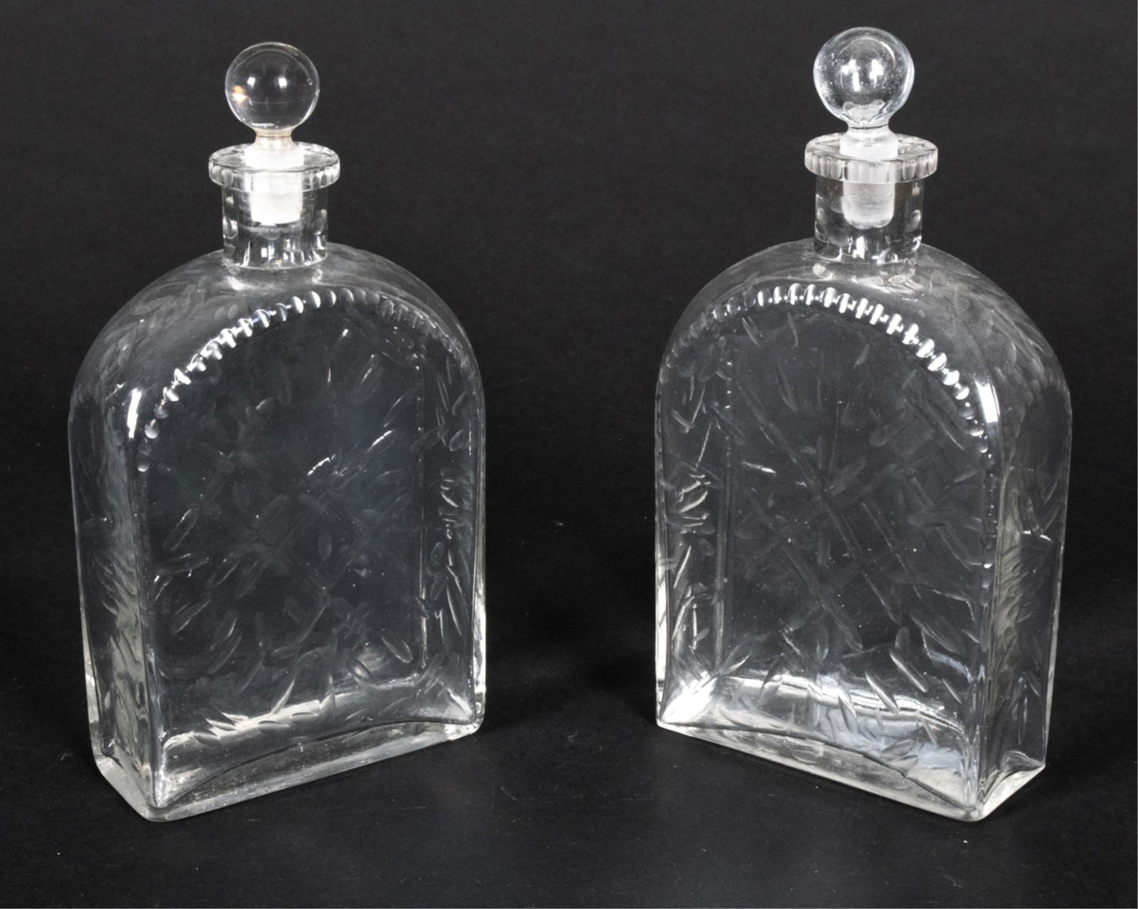 PAIR OF ANTIQUE CUT GLASS LIQUOR BOTTLES (1 of 14)