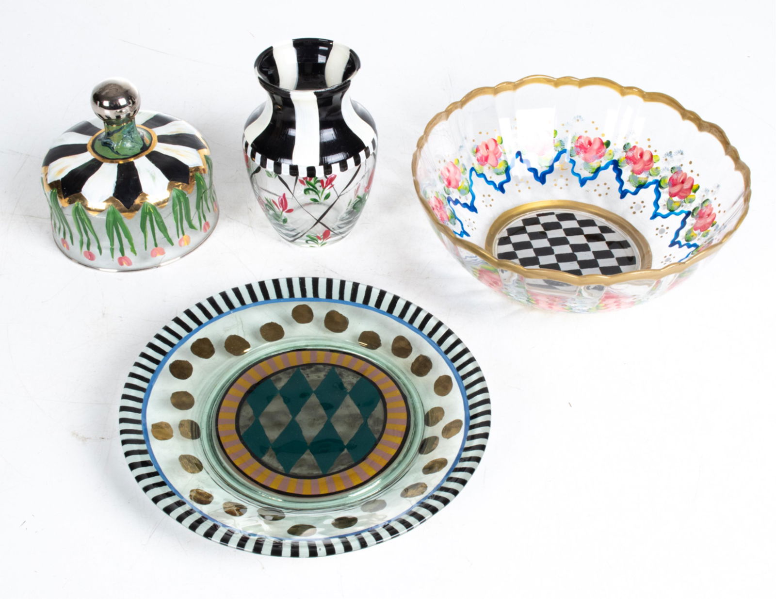 HAND-PAINTED GLASS TABLEWARE INCL MACKENZIE-CHILDS (1 of 20)