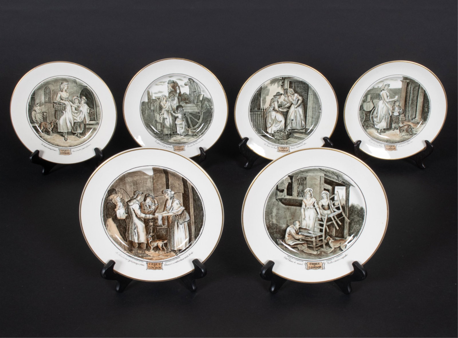 (6) ADAMS IRONSTONE "CRIES OF LONDON" PLATES: Dimensions: Dia. 8.75" Condition: A few light rubs to decoration.