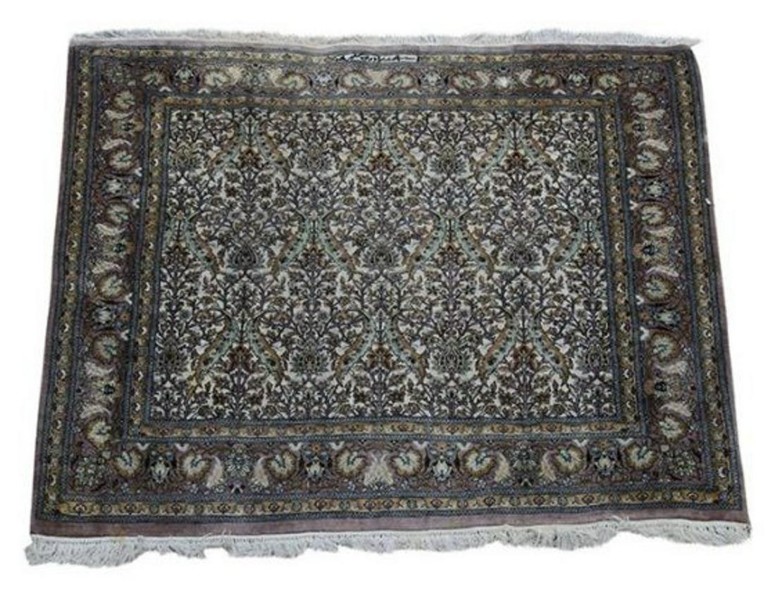 6' X 6' ANTIQUE PERSIAN TABRIZ SIGNED SILK RUG (1 of 8)