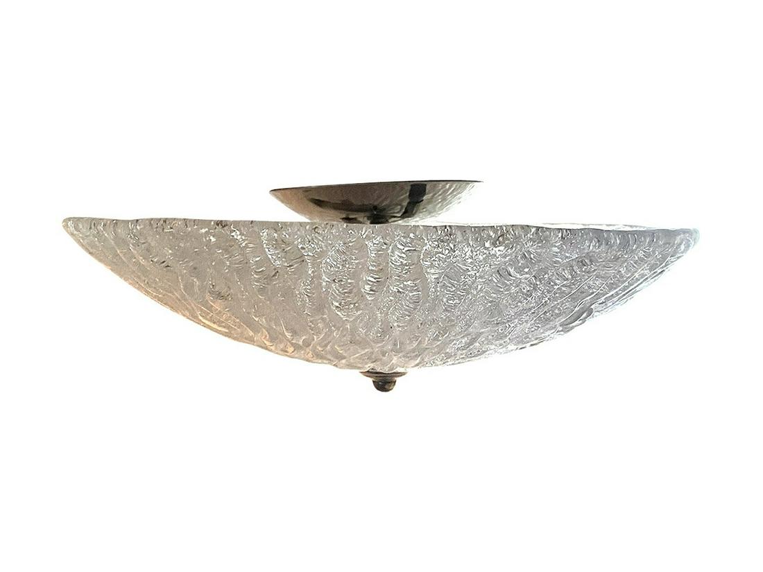 ITALIAN GLASS & BRASS FLUSH MOUNT CEILING FIXTURE (1 of 7)