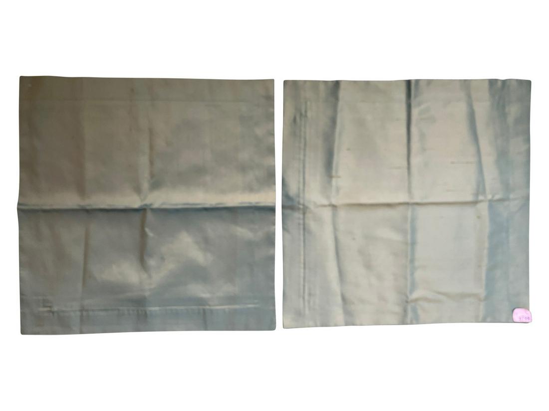 PAIR OF JIM THOMPSON GREEN SILK PILLOW SHAMS (1 of 8)