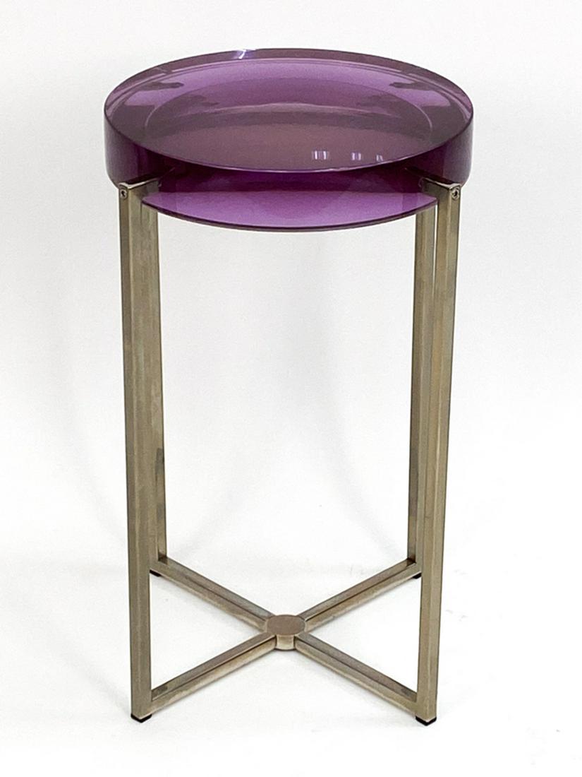 MCCOLLIN BRYAN PURPLE-TINTED "LENS" SIDE TABLE (1 of 9)
