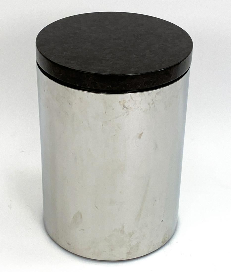 MARBLE & CHROME DRUM SIDE TABLE (1 of 7)